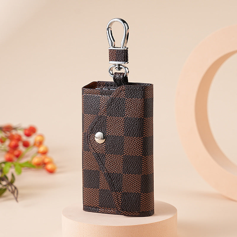 Wholesale Stylish Plaid Car Key Bag With PVC And Snap Button Unisex Boutique Resale