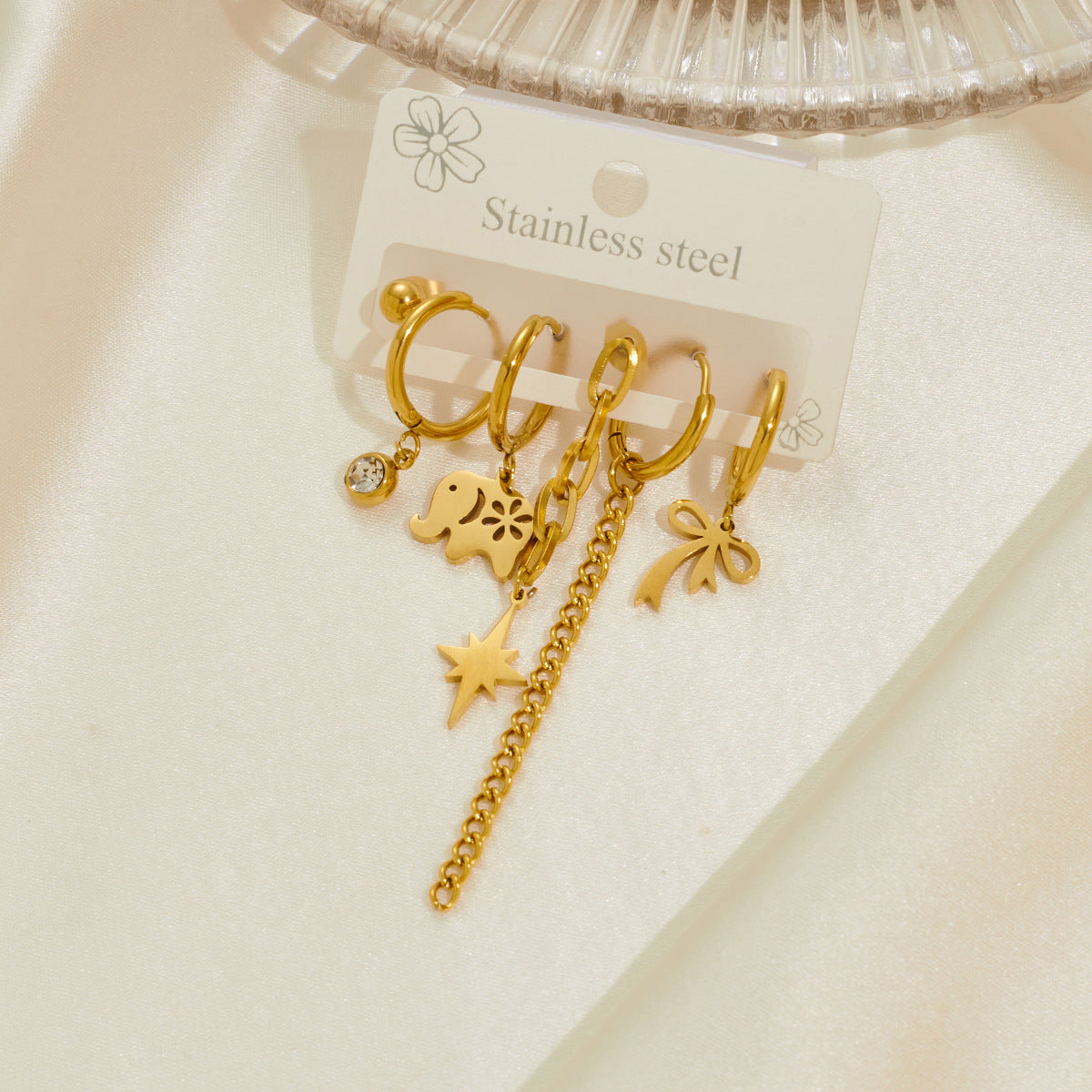 Wholesale Star Sun Titanium Steel Earrings SetACC-ES-BangJie005