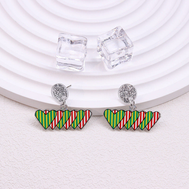 Wholesale Rainbow LGBT Pride Month Twill Love Heart Acrylic Earrings ACC-ES-DA013