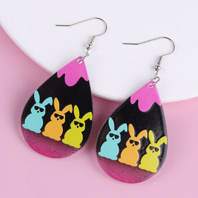 Wholesale 2pcs Acrylic Easter Bunny Earrings