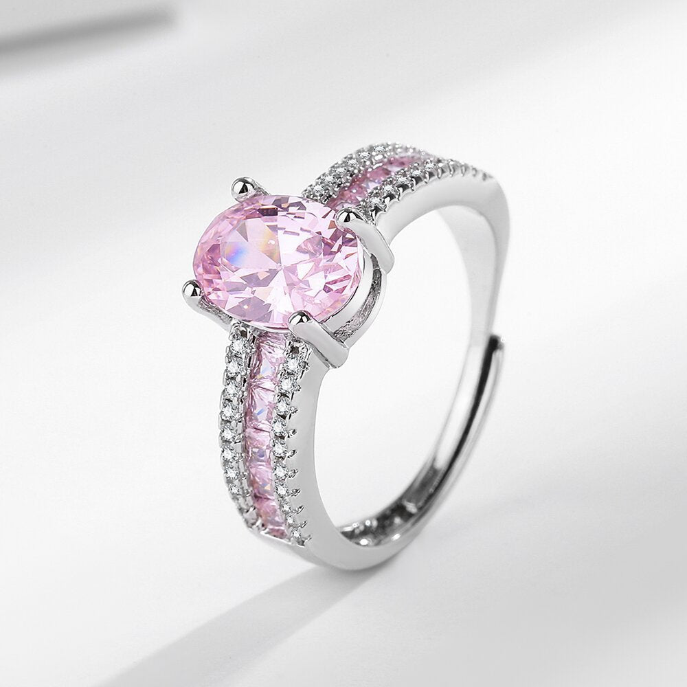 Wholesale Light Luxury Brilliant Blue Pointed Crystal Color Zircon Ring