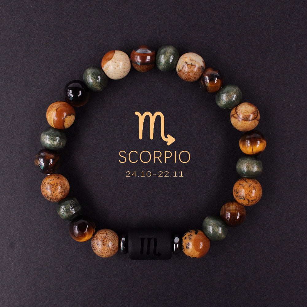 Wholesale 2PCS Natural stone 12 zodiac sign bracelet