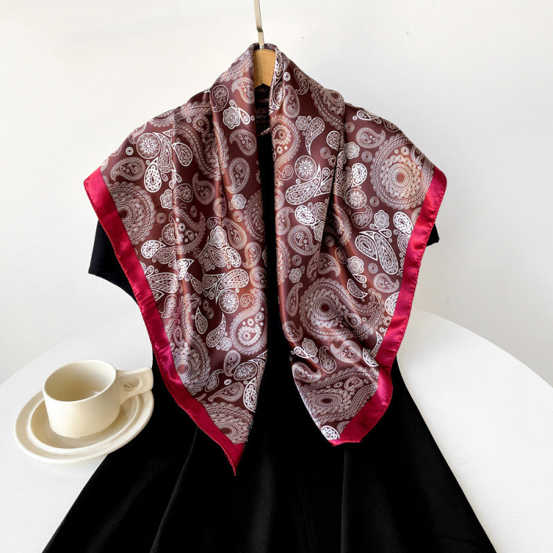 Wholesale Cashew Printed Head Scarf Women' s Silk Scarf 90cm Scarf