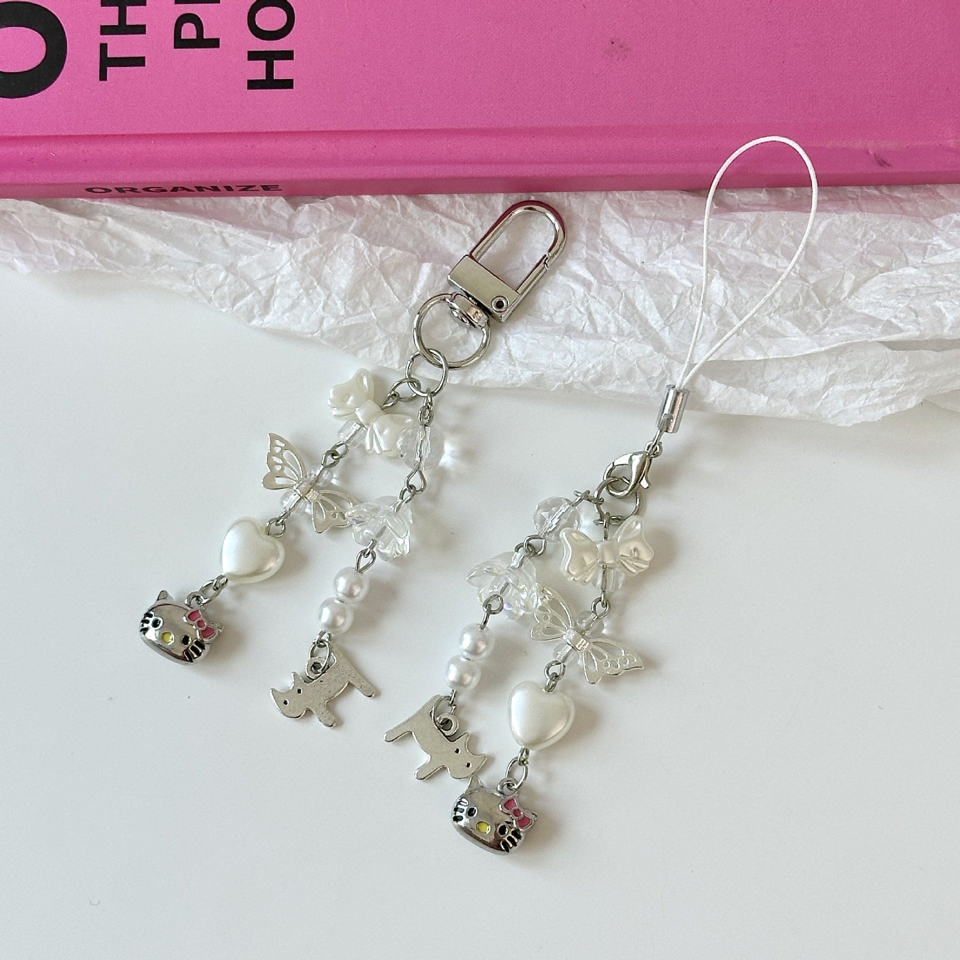 Wholesale Cute Cat Bow Chain Love Wings Keychains