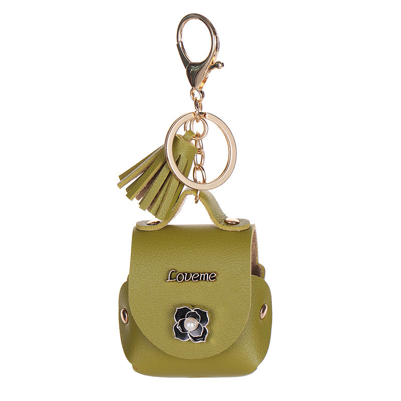 Wholesale Faux Leather Bluetooth Earphone Case Keychain Pouch Korean Style Multicolor Earbuds Bag For Everyday Gift