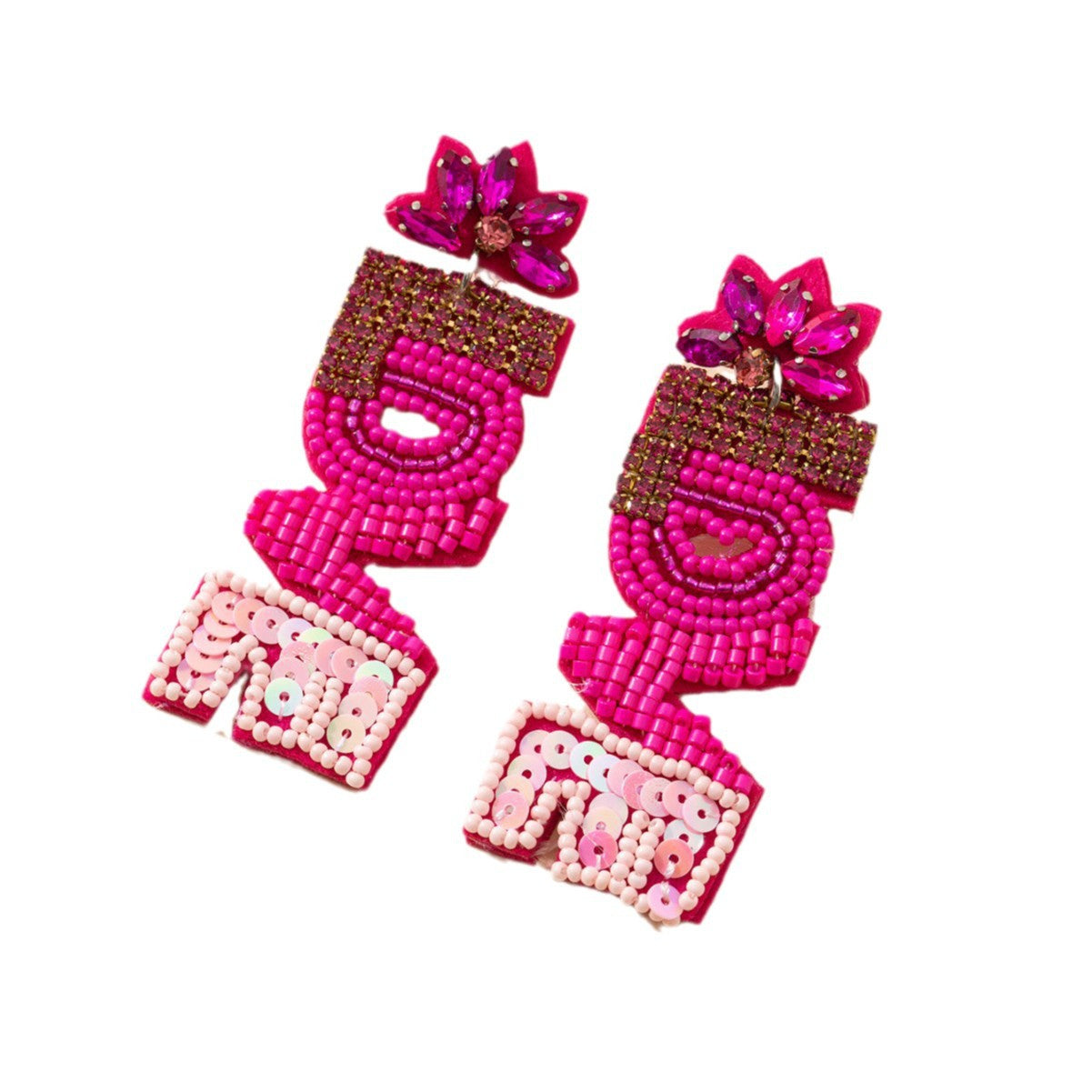 Wholesale Valentine's Day LOVE letter rice bead earrings