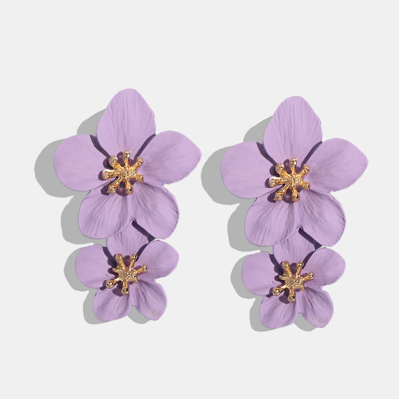 Wholesale  Fresh Flower Earrings Women's Bohemian Double-layer Long earring