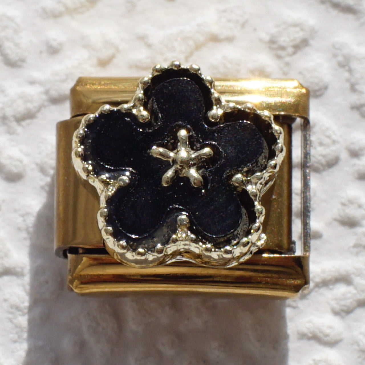 Wholesale Italian Style Four Leaf Clover Modular Bracelet Black Gold Stainless Steel Jewelry Accessory Gift