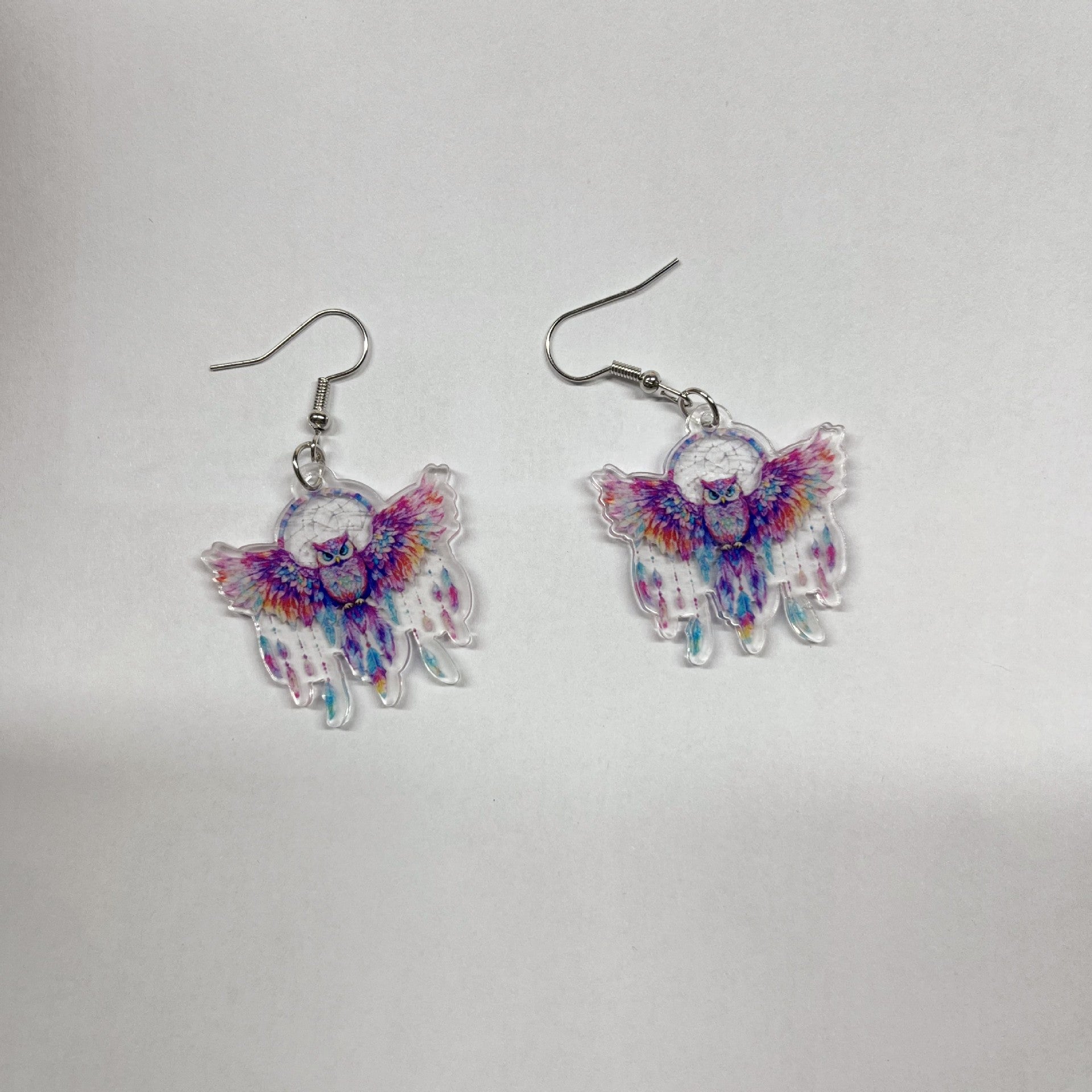 Wholesale  Bohemian Style Owl Dreamcatcher 2D Acrylic Earrings