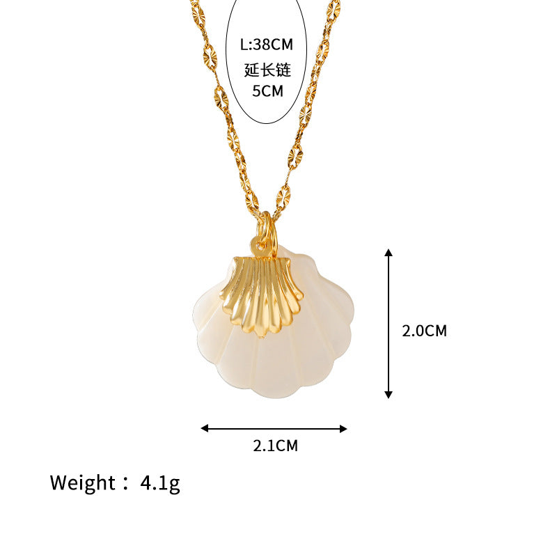 Wholesale Stainless steel  beach starfish necklace summer style conch pendant shell diy necklace