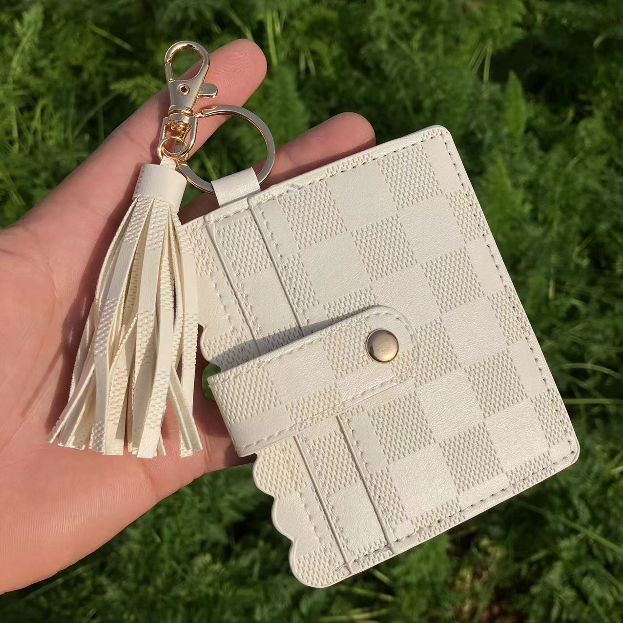 Wholesale Leopard Print Plaid Tie Dye Plaid Card Holder Keychain Wristlet Keychain ACC-KC-QiuXue008