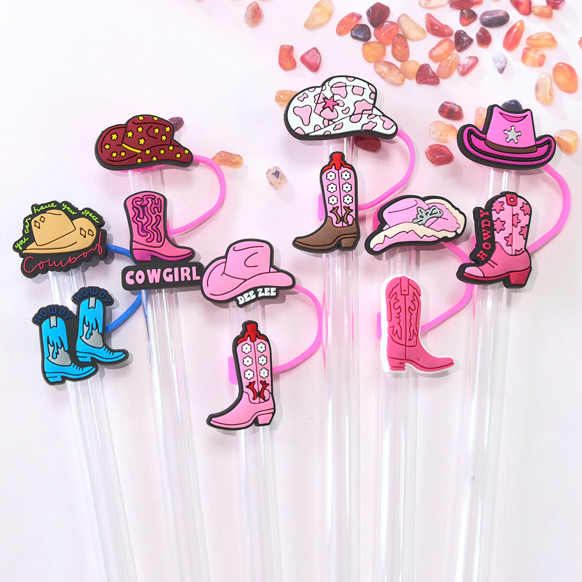 Wholesale Random 100pcs Straw Tube Cap Pink Denim Series Straw Cover ACC-SCR-RYY055