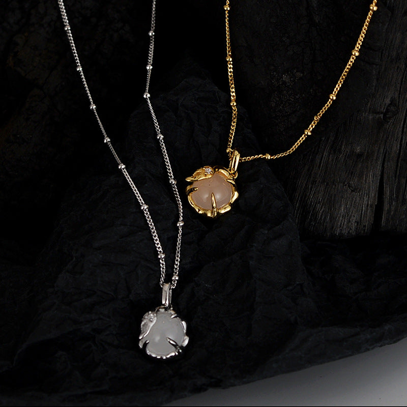 Wholesale Zirconia Micro Inlay White Agate S925 Sterling Silver Necklaces ACC-NE-YWE001