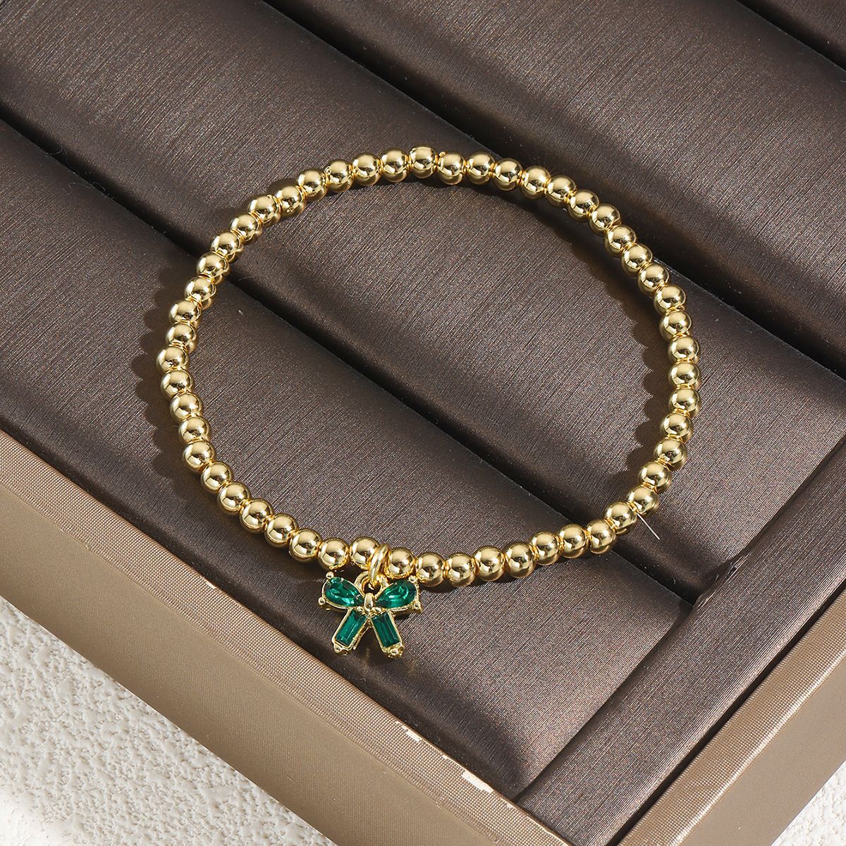 Wholesale  Bow Pendant Color Zircon Hand Beaded Light Luxury Elegant Bow Bracelet