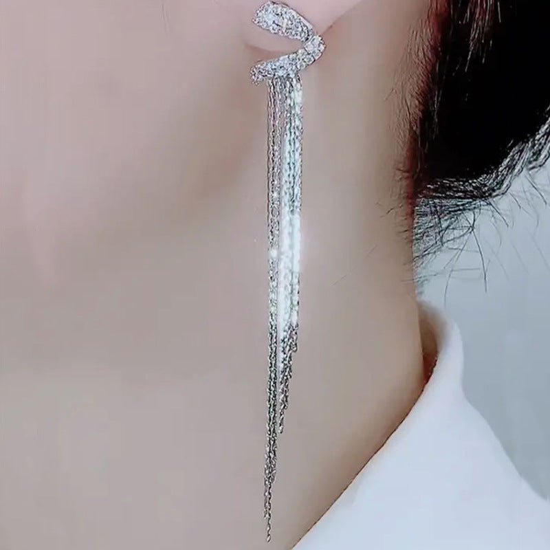 Wholesale Temperament Tassel Earrings Silver Needle Earrings ACC-ES-Huzhe002