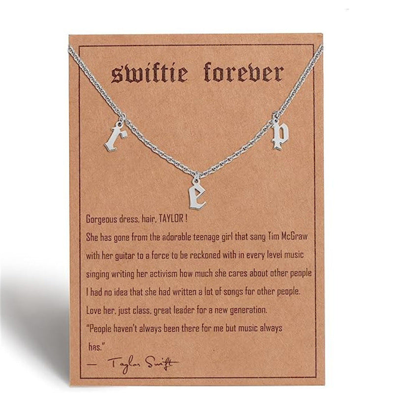 Wholesale  letter stainless steel paper card steel pendant clavicle chain