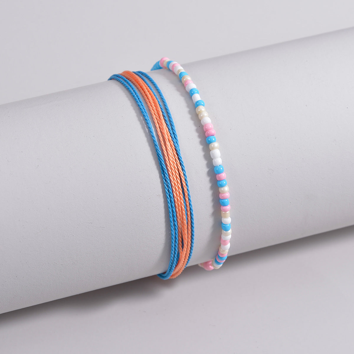 Wholesale Colorful Beaded Colorful Braided Rope Adjustable  Anklets