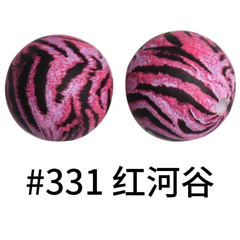 Wholesale 50pcs 15mm Western Style Leopard Skull Color Aztec Printed Silicone Balls Beads ACC-BDS-HeSheng004