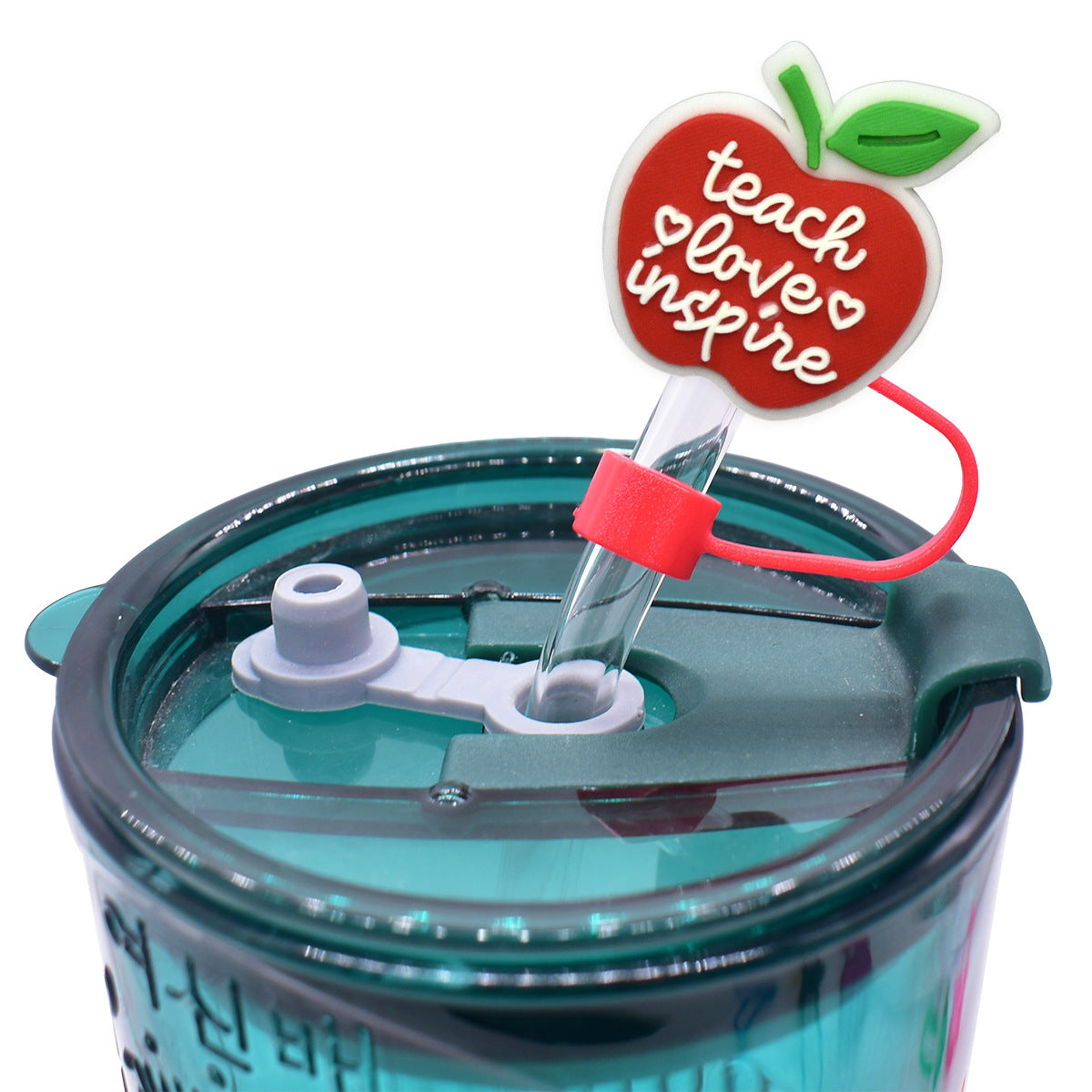 Wholesale Random 100pcs Apple Book Teacher Straw Tube Cap 10mm Soft Glue Straw Decoration Straw Cover ACC-SCR-RYY034