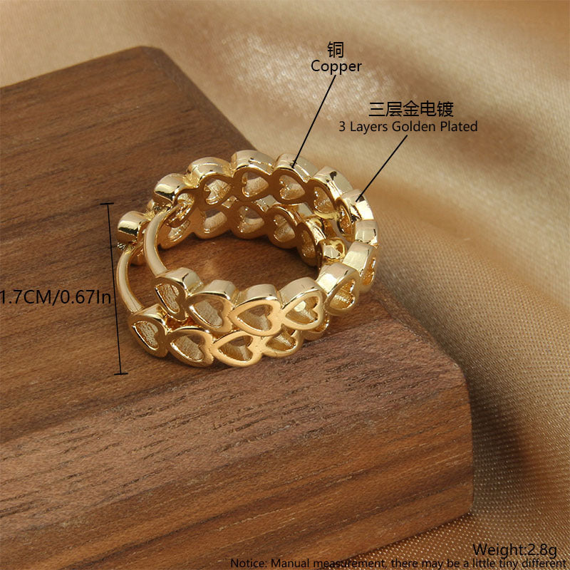 Wholesale Geometric Hollow Love Copper Gold Plated Micro-Inlaid Zirconia Earrings Hoop Earrings ACC-ES-BaiTian001