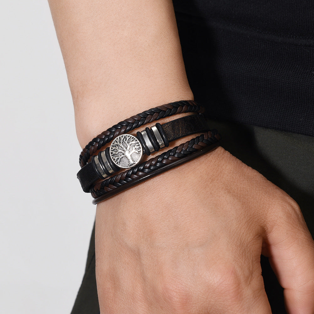 Wholesale Multi-layer PU Leather Bracelet Life Tree Bracelet
