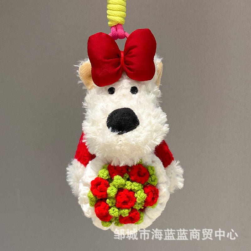 Wholesale Cute Flower  Puppy Plush Keychain