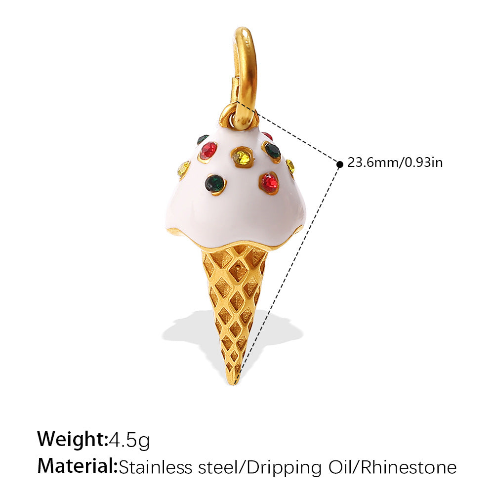 Wholesale  Food Series Ice Cream Donut Cake Titanium Steel Pendant DIY Necklace Bracelet Jewelry Accessories Cute