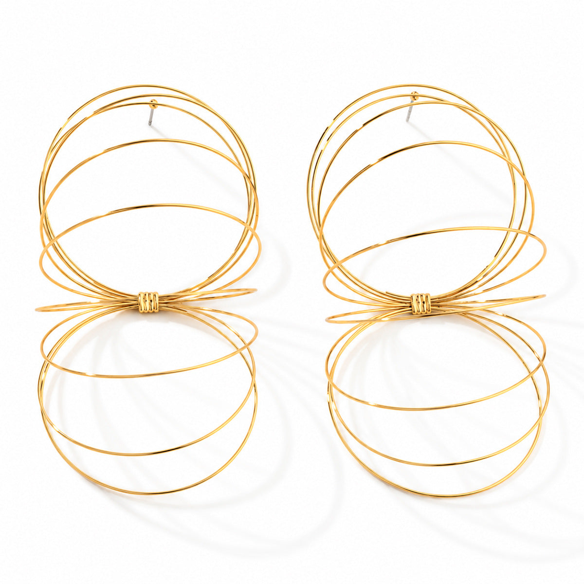 Wholesale Electroplated Geometric Layered Wire Circle Earrings Party Jewelry Accessory