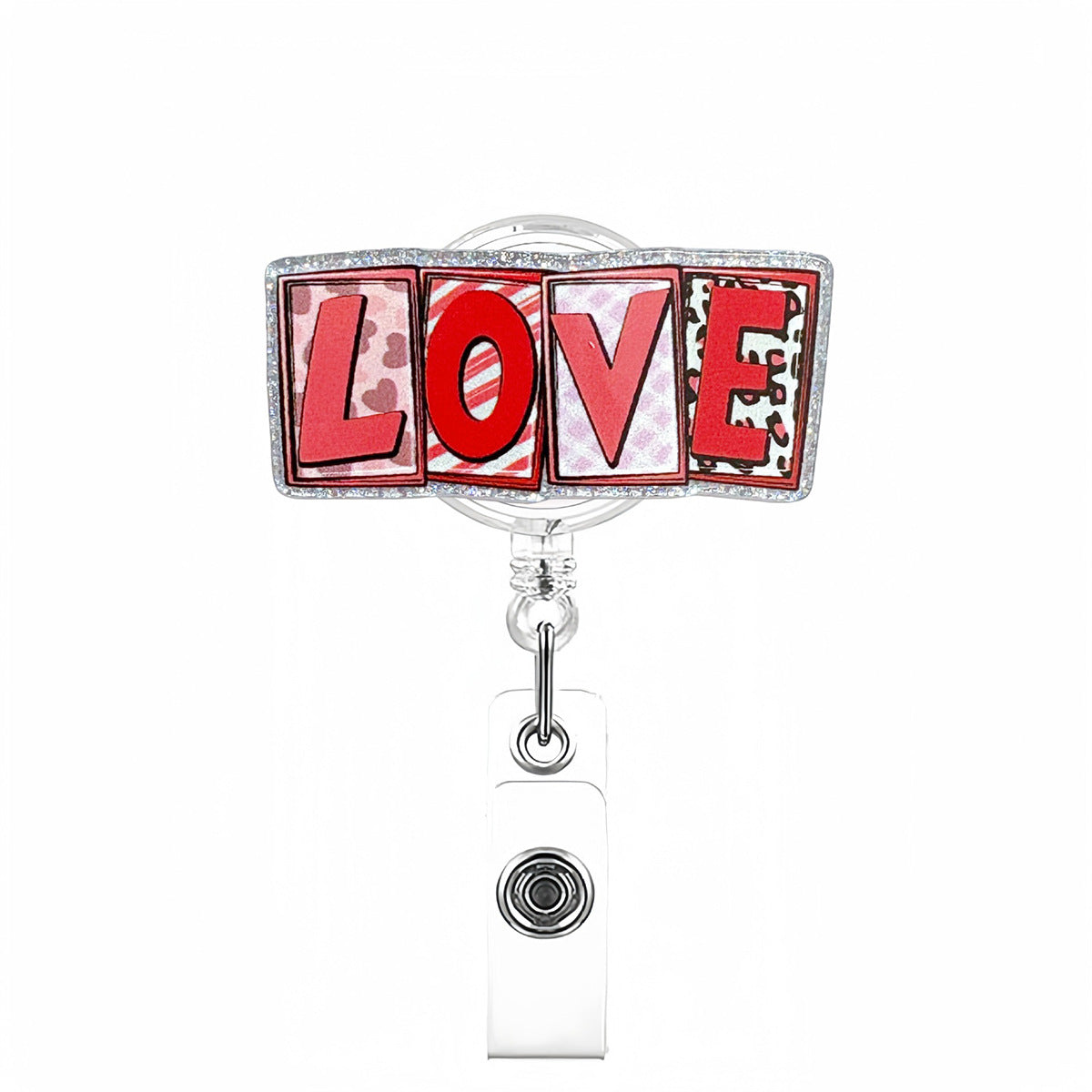 Wholesale retractable acrylic Valentine' s Day Badge Reels