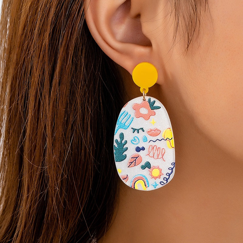 Wholesale acrylic earth flower geometric cute earrings exaggerated ladies ear jewelry