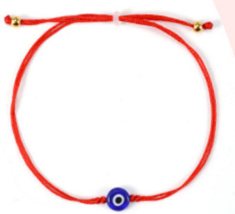 Wholesale Evil Eye Light Blue Adjustable String Bracelet with Gold Beads Handmade Jewelry Accessory