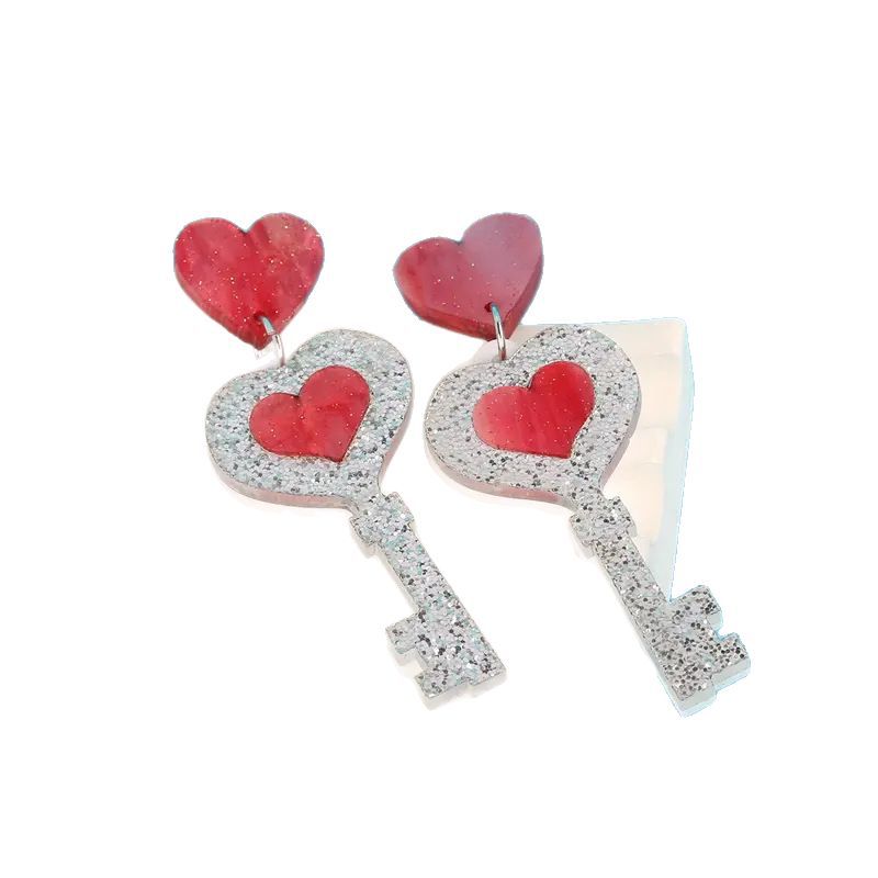 Wholesale  Love Letter Envelope Cupid Boots  Pink Heart-shaped Earrings