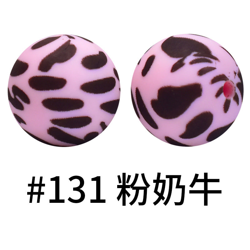 Wholesale 50pcs 15mm Western Style Leopard Skull Color Aztec Printed Silicone Balls Beads ACC-BDS-HeSheng006