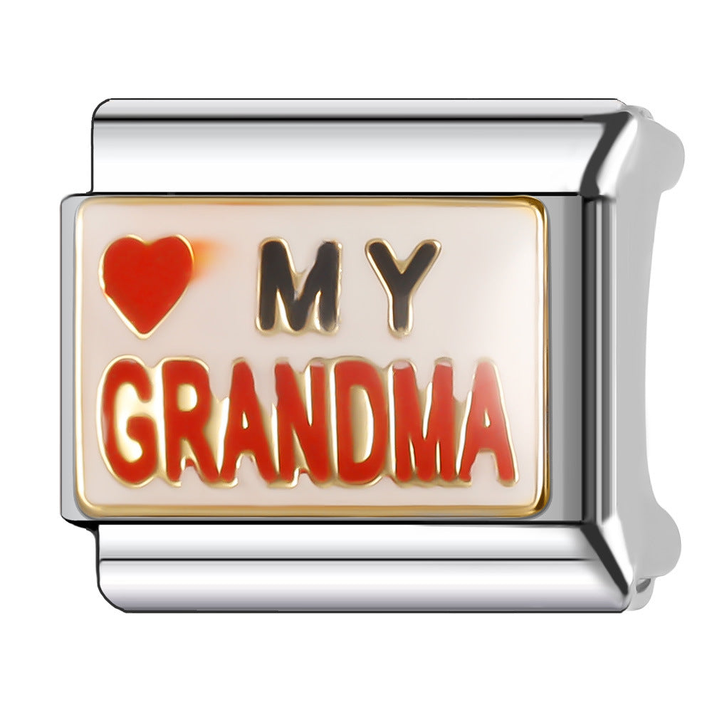 Wholesale Italian Charm Bracelet 9mm DIY Splicing Oil Drop Pattern Stainless Steel Composable Bracelet