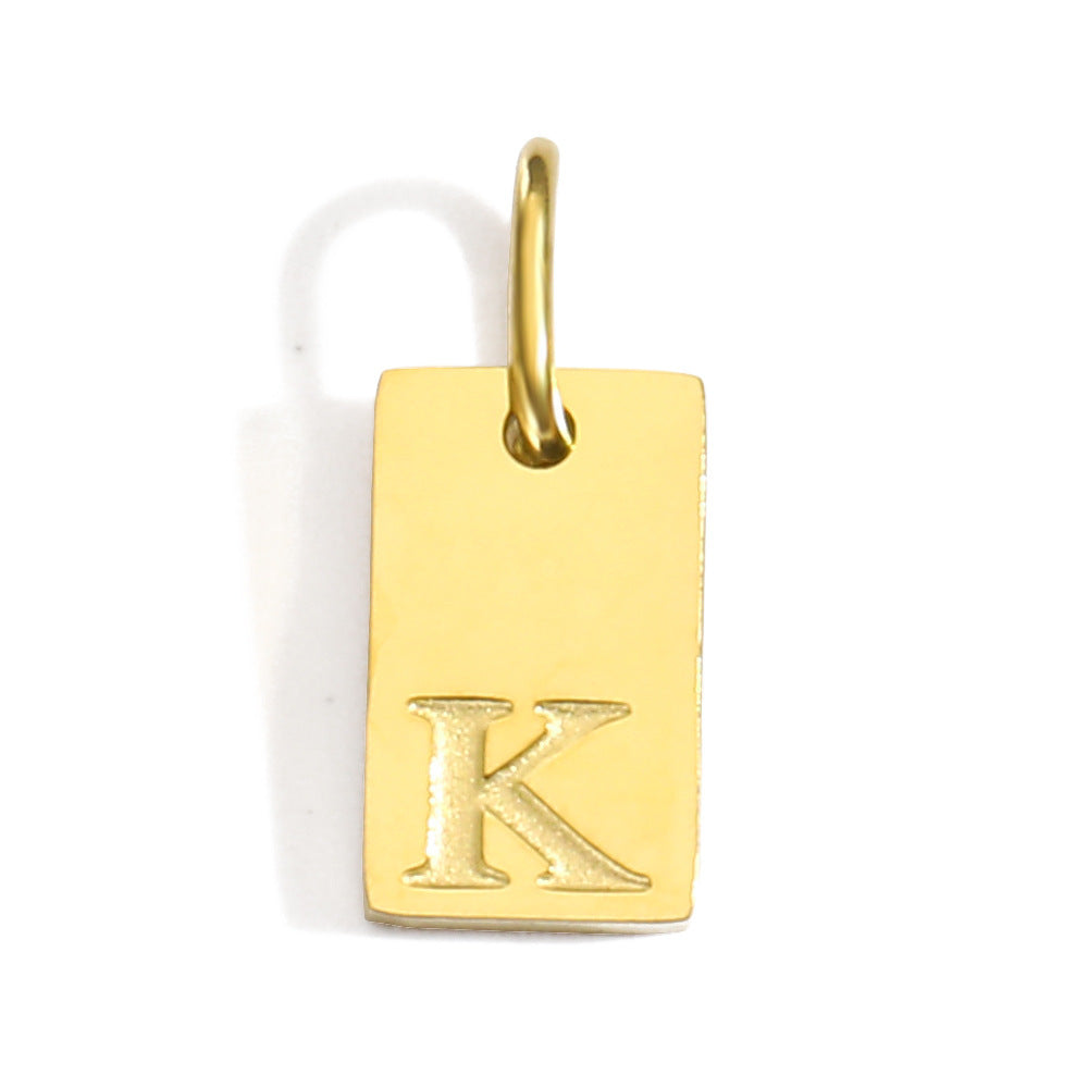 Wholesale Square brand 26 English letters stainless steel vacuum plated 14K 18K gold pendant