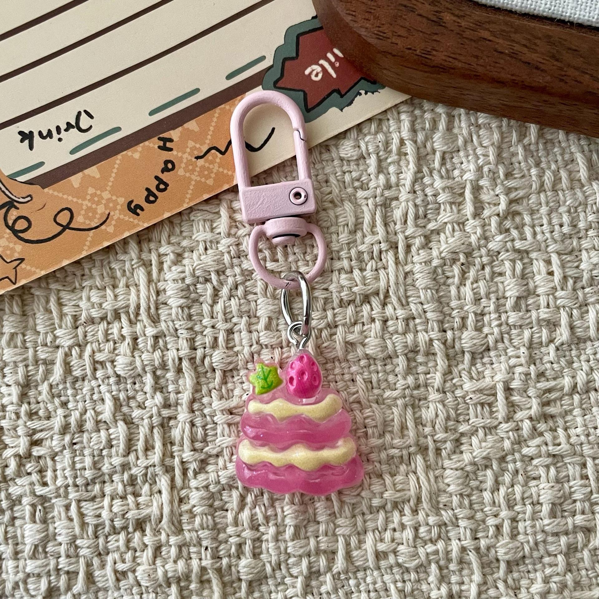 Wholesale Transparent Cake Dessert Keychain Resin Bag Charm for Fashion Boutique Resale