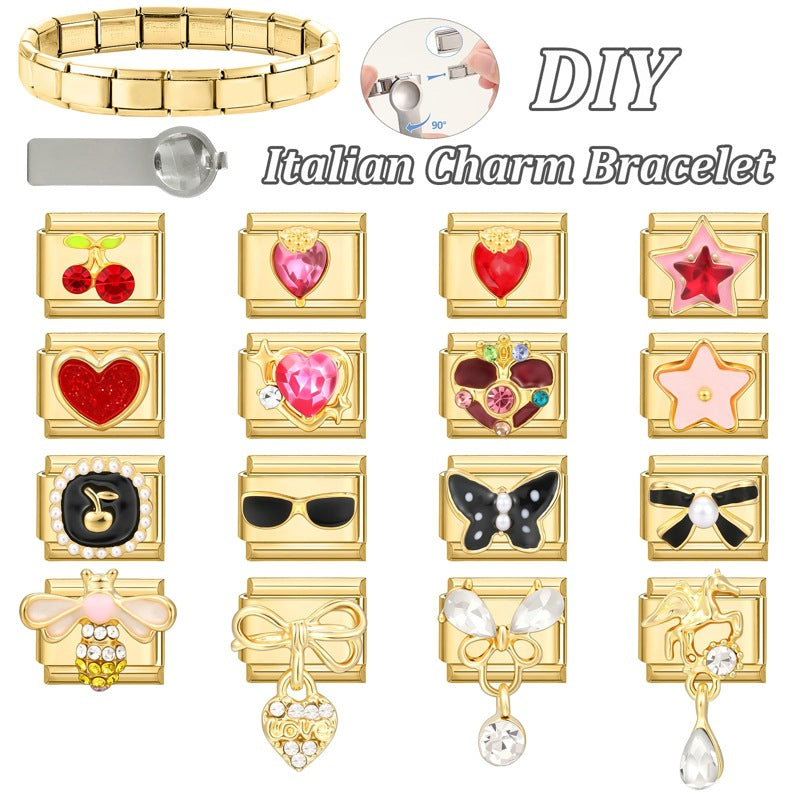 Wholesale Italian Charm Bracelet 9mm DIY Splicing Cute Creative Stainless Steel Composable Bracelet
