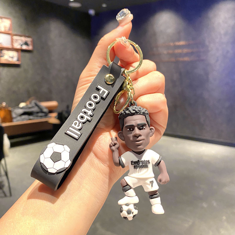 Wholesale World Cup Stars PVC Keychain Figurine Car Key Accessory for Football Fans