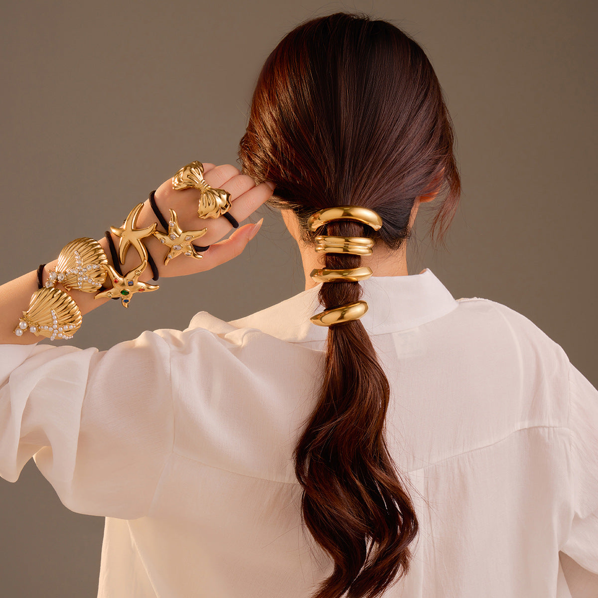 Wholesale Titanium Steel Shell Starfish Headwear Hair Scrunchies