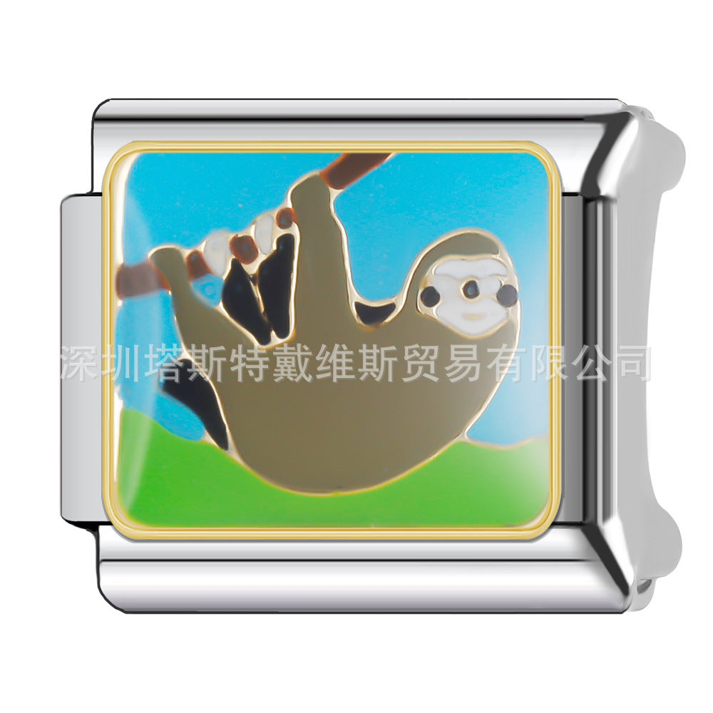 Wholesale 9mm Italian Charm Starter Bracelets DIY square Single Section Creative Stainless Steel Composable Bracelet