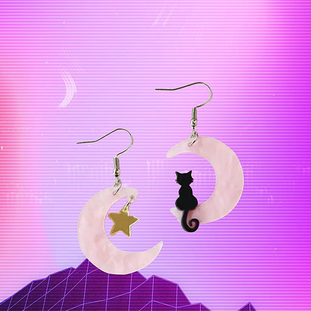 Wholesale Cartoon Cute Moon Cat Acrylic Earrings ACC-ES-AnDao022