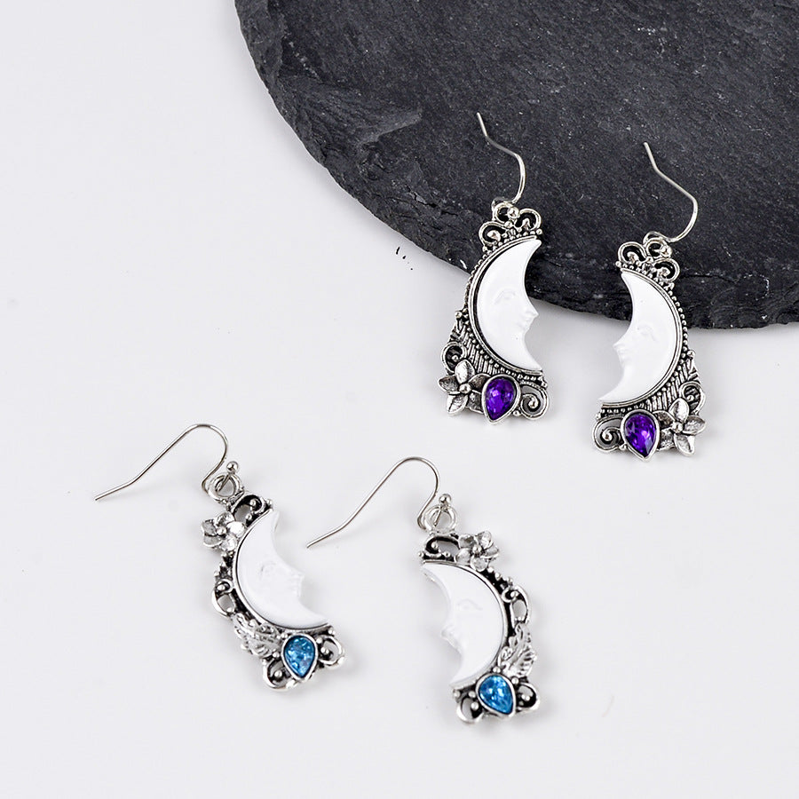 Wholesale  Creative Classical Moon Goddess Face Flower Earrings