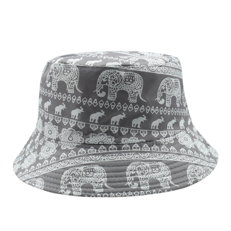 Wholesale  cartoon animal retro fisherman hat printed double-sided  sunshade hat