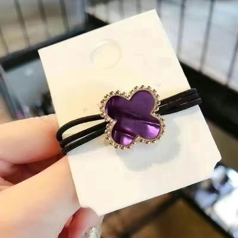 Wholesale Four Leaf Clover Vintage Pearl Hair Tie Hair Scrunchies ACC-HS-Shenb003