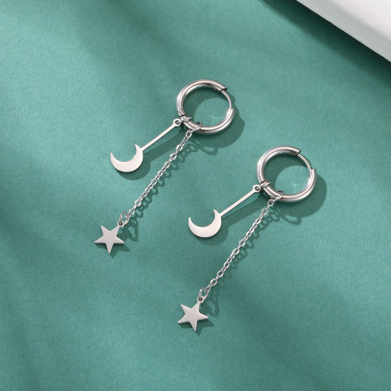 Wholesale Star Moon Pendant Stainless Steel Earrings ACC-ES-QiJu007