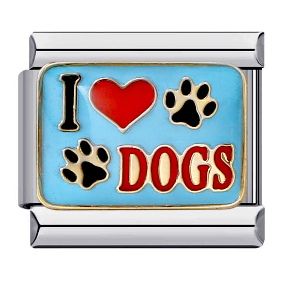 Wholesale titanium steel welding oil drop bracelet cartoon DIY Italian module Charms