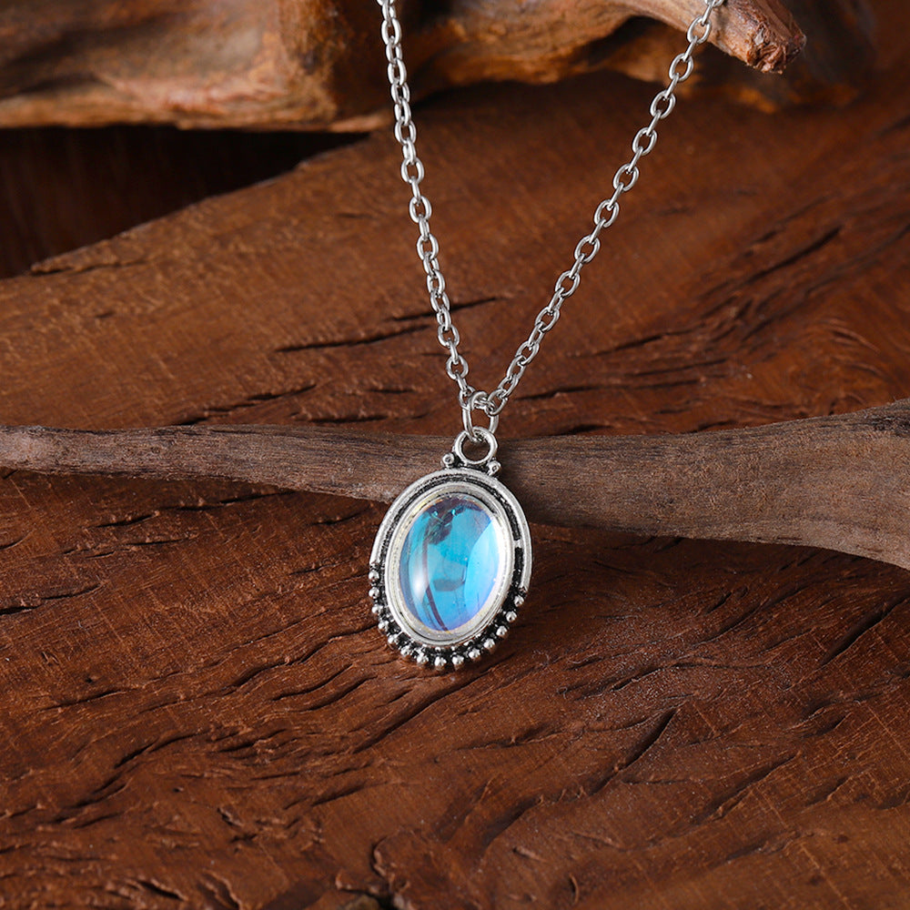 Wholesale Retro  Light Oval Zircon Necklace