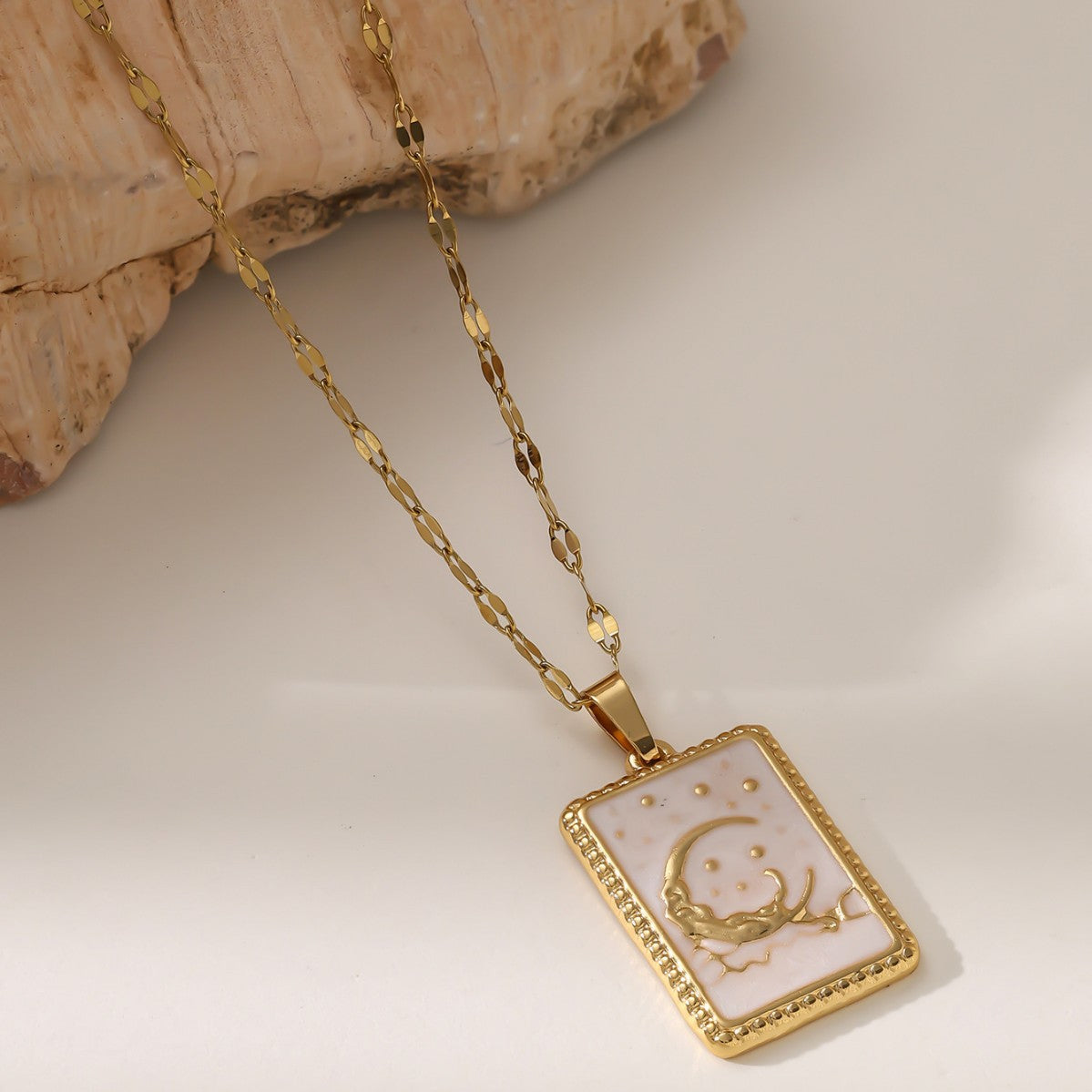 Wholesale Titanium steel square tarot card necklace