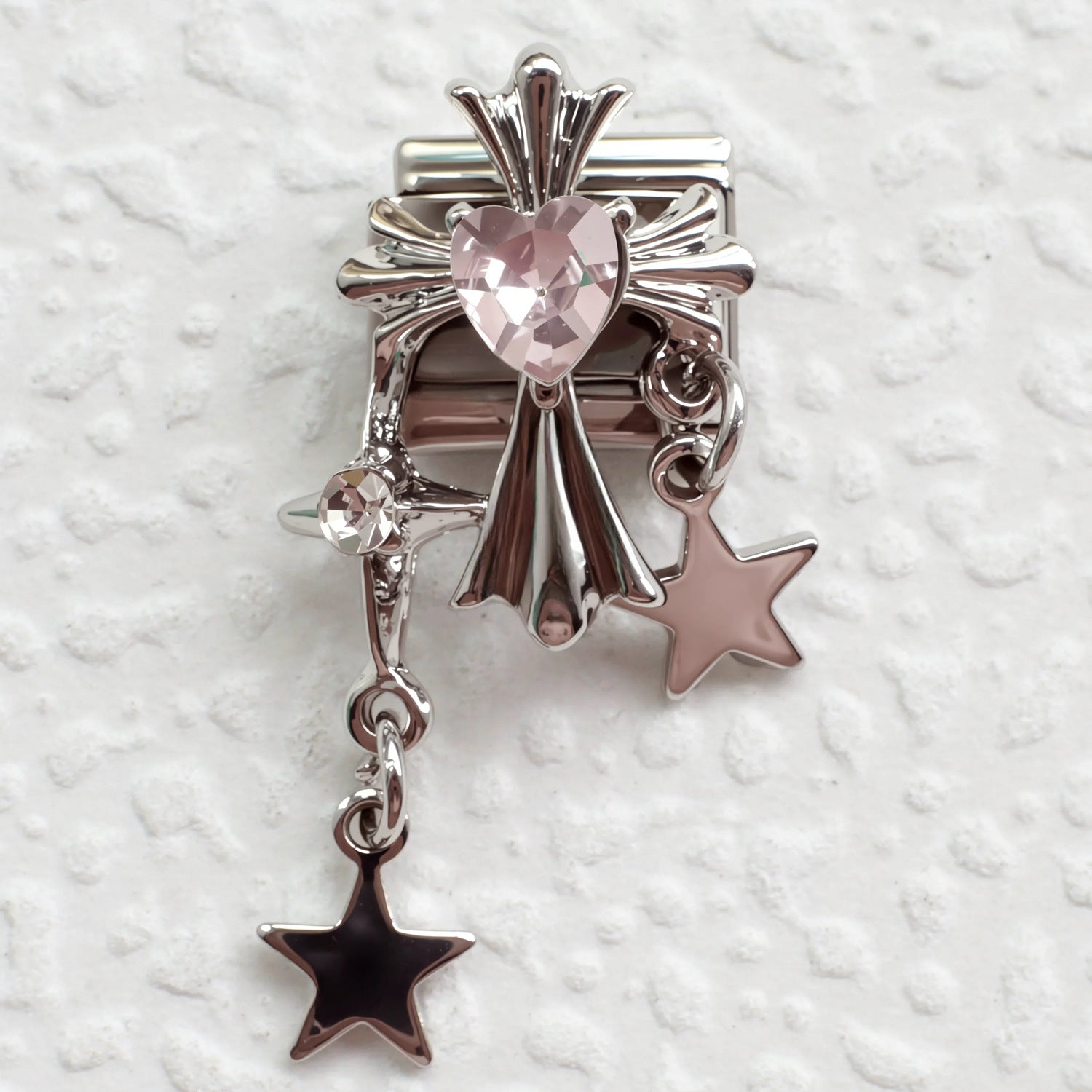 Wholesale Stainless Steel Pink Zirconia Italian Charm Bracelet Heart Shape DIY Accessory for Everyday Wear Gift