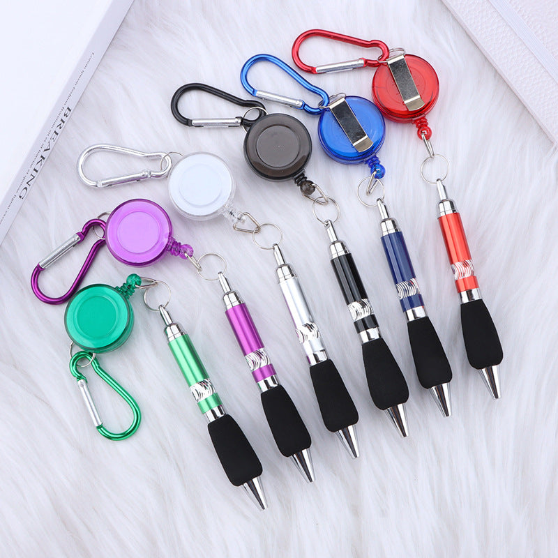 Wholesale Metal Stretch Easy To Pull Buckle Pull Line Mountaineering Keychain Ballpoint Pen ACC-PN-JinBN024